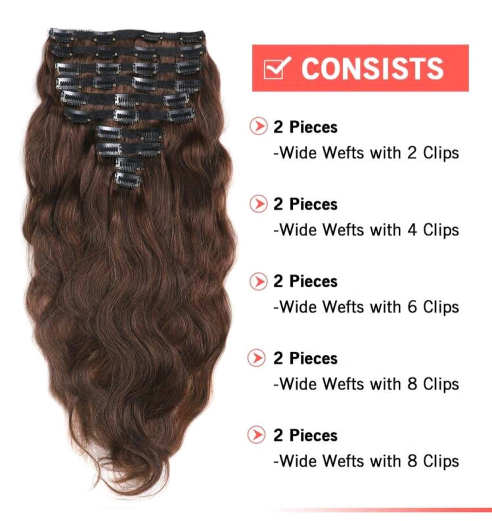 Brown wave clip-in