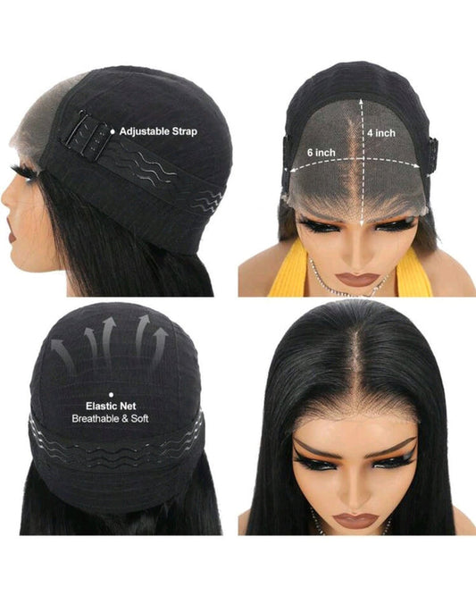 Elegant Black Straight Lace Front Wig(human blend)